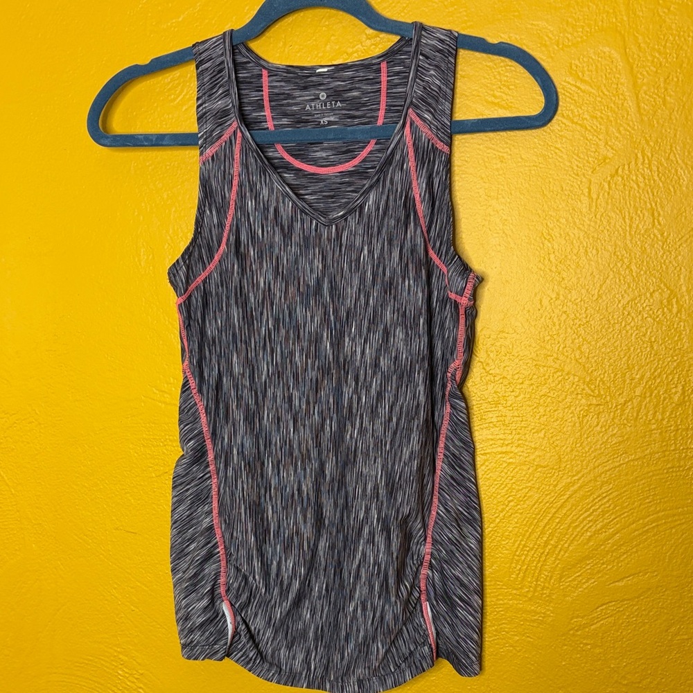 Athleta Pop Space Dye Run Tank black white salmon pink trim. Great condition. XS